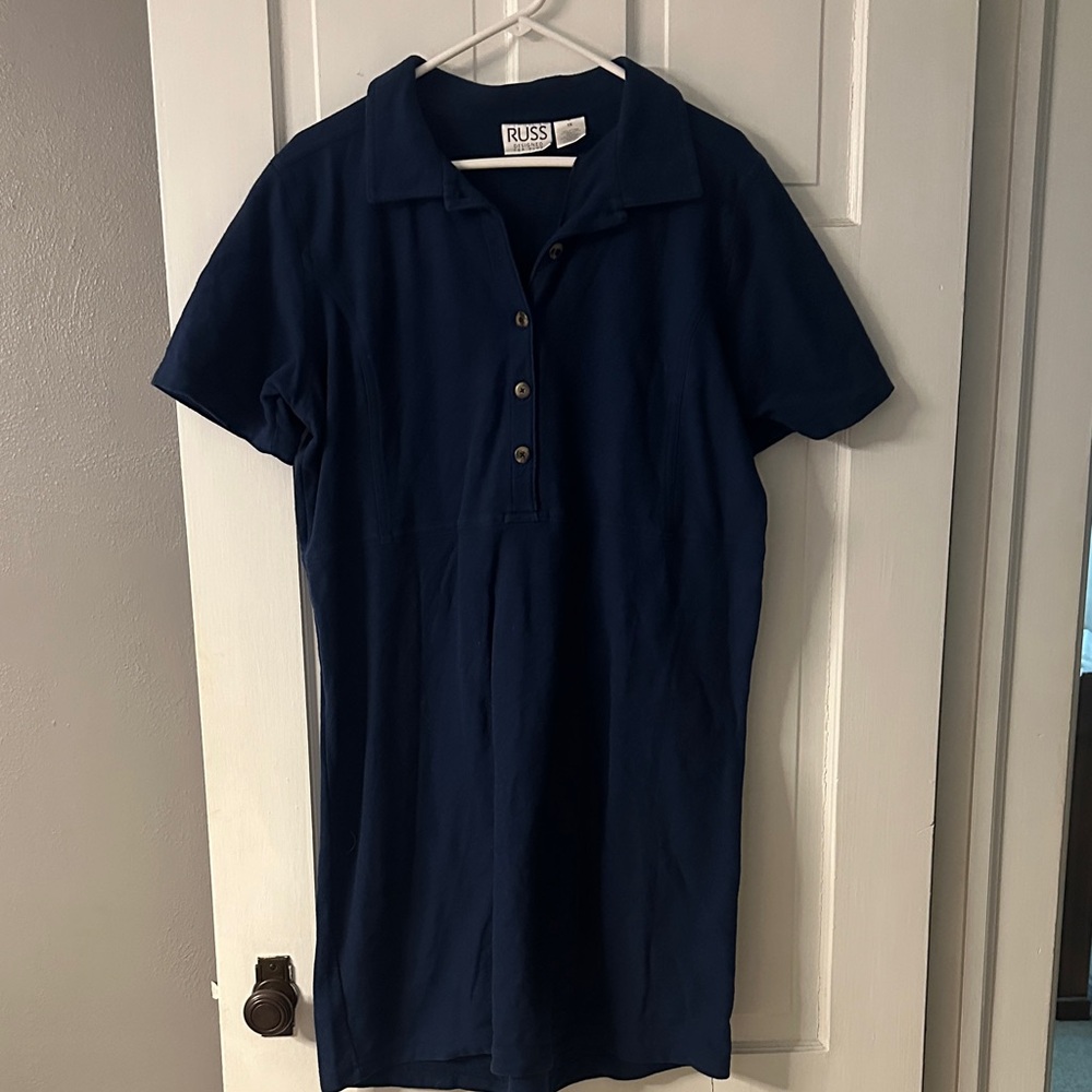 Russ Navy Short-Sleeve Polo Dress